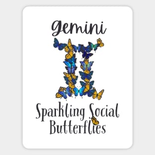 Funny Taurus Zodiac Sign - Gemini, Sparkling Social Butterflies - White Magnet